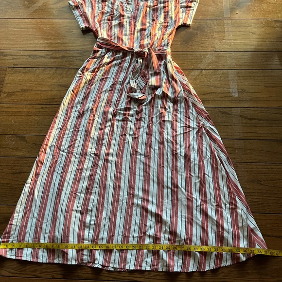 Loft Striped Linen Maxi Dress Size 10 - Picture 10 of 11